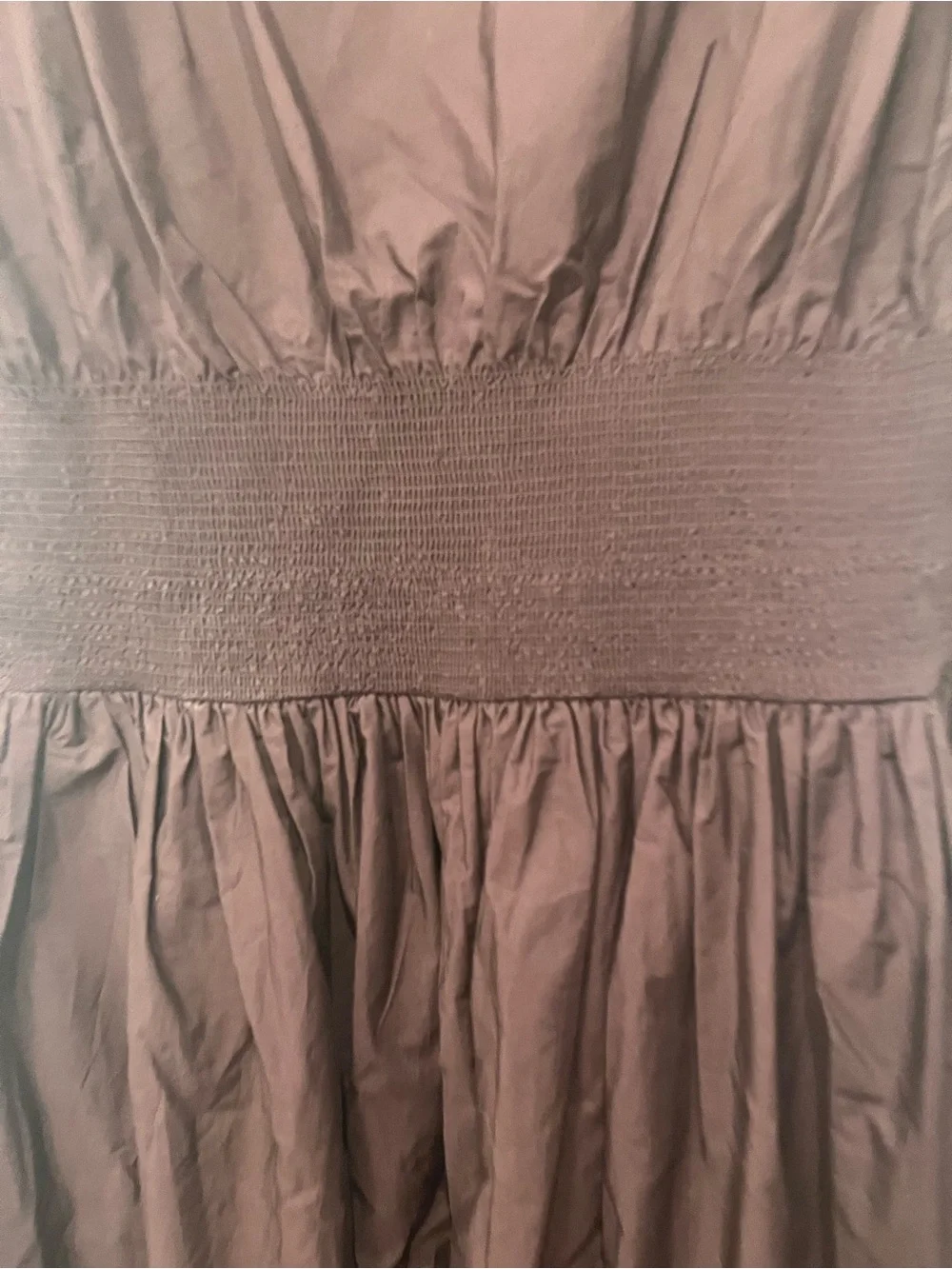 NEW J. Crew Smocked Waist Eyelet Hem Brown Cotton Poplin Maxi Dress Size XL